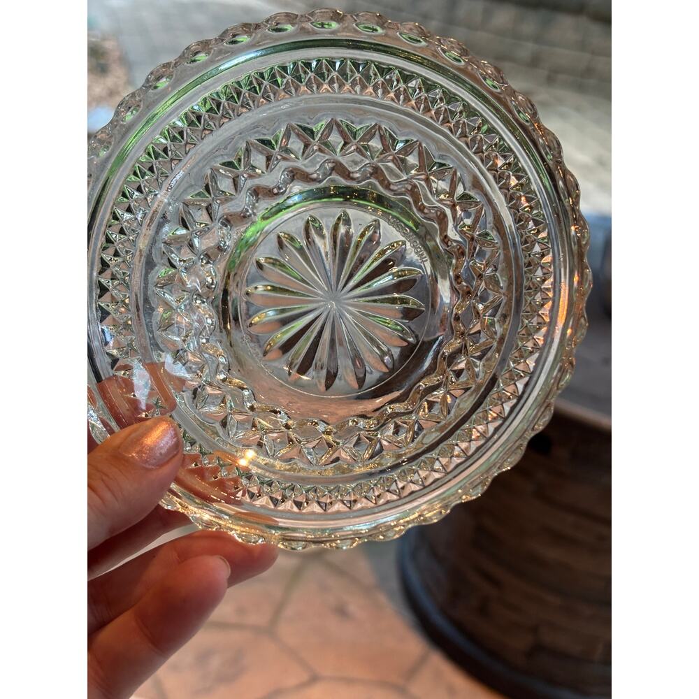 Vintage Clear Crystal Cut Glass Scalloped Edge Decorative Depression Era Bowl